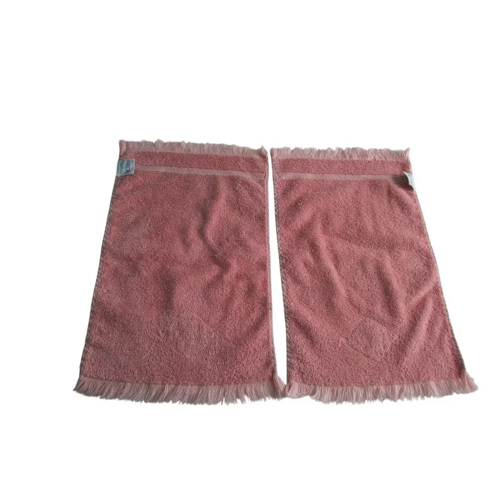 Vintage Pink Lace Embroidered Towel Set The Bathworks 4 Piece Guest GUC